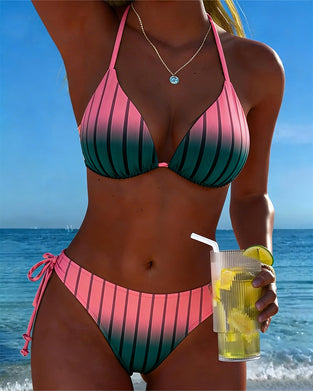 Bikini Gradient Randig Halterneck