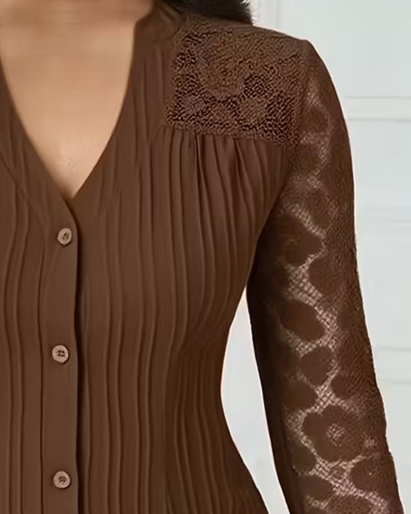 Blus Spets Lapparbete Slim Fit