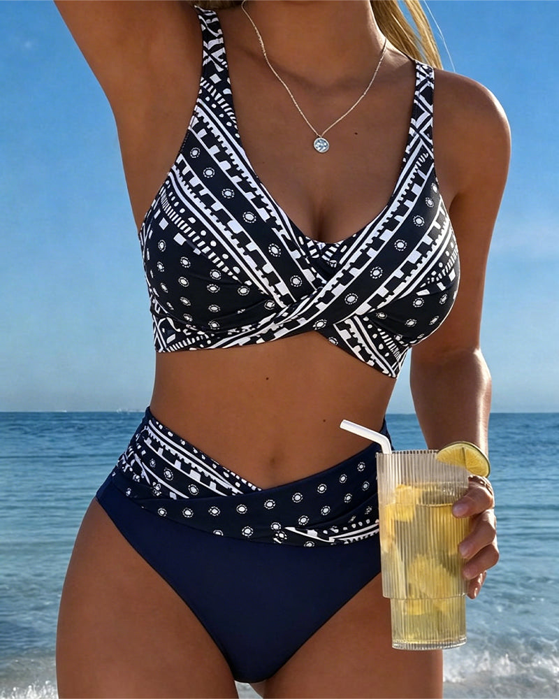 Bikini Geometrisk Oregelbunden Print Mode