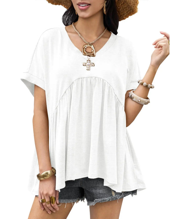 T-Shirt V-Hals Veckad