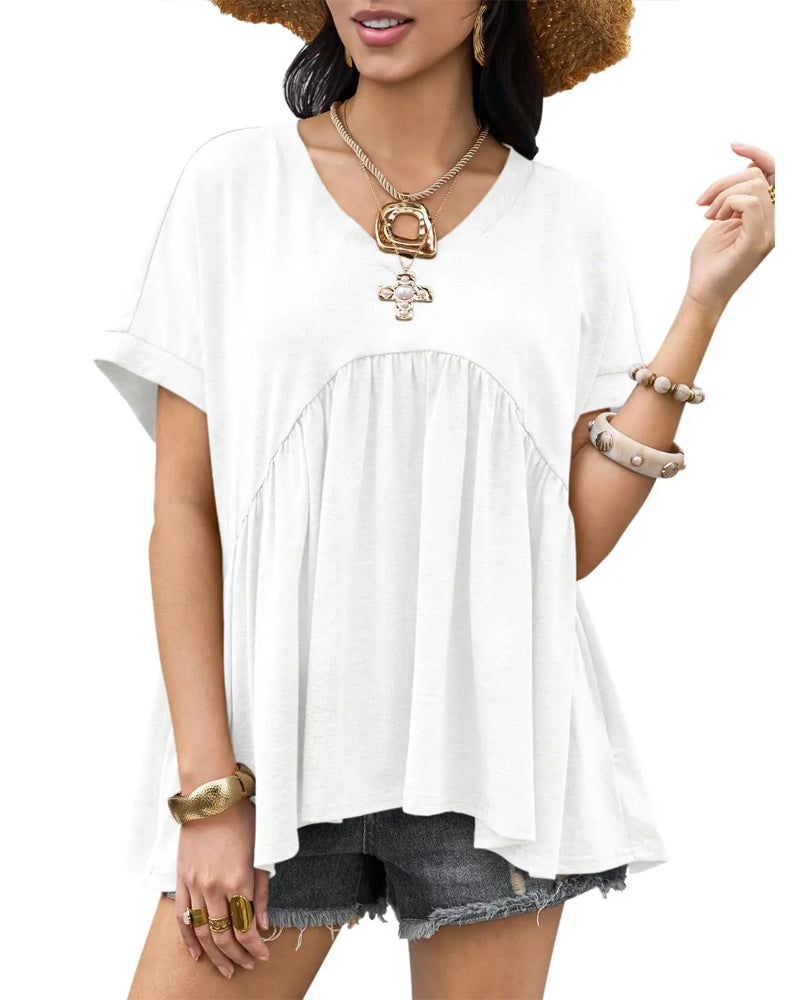 T-Shirt V-Hals Veckad