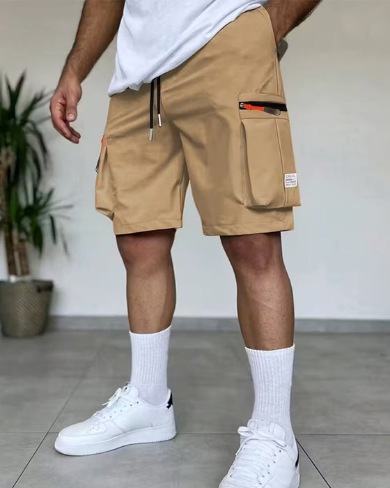 Herr Byxa Enfärgad Loose Fit Kort Cargo