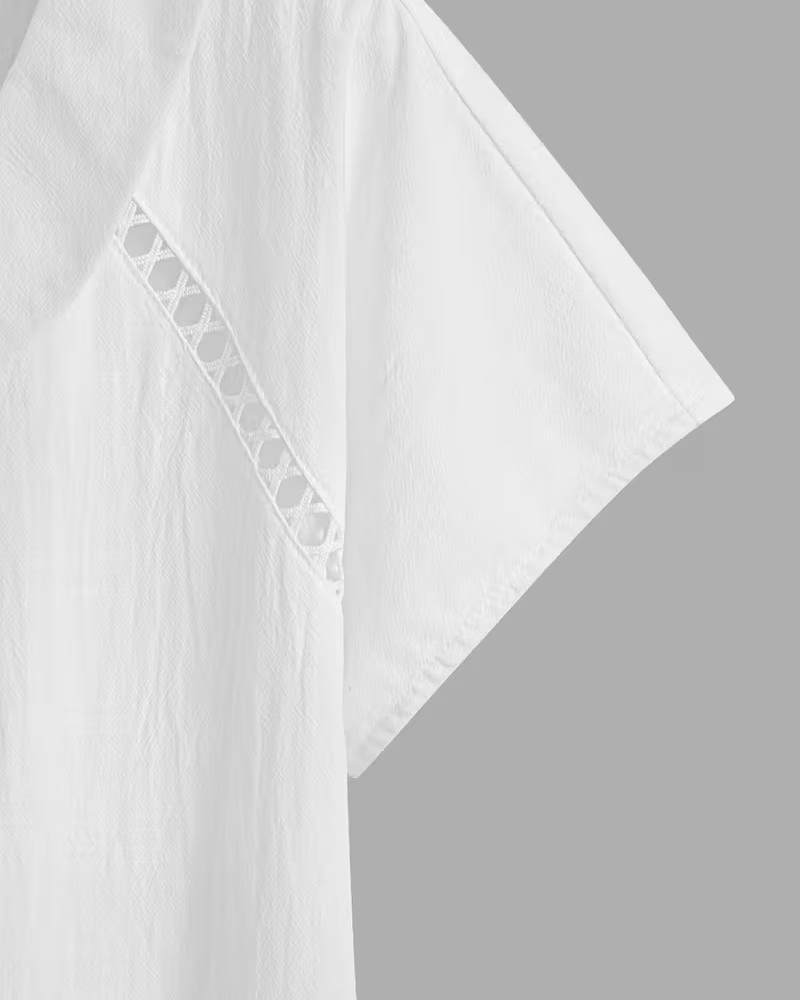 Blusa Utskärning Peter Pan-Krage Kort Ärm