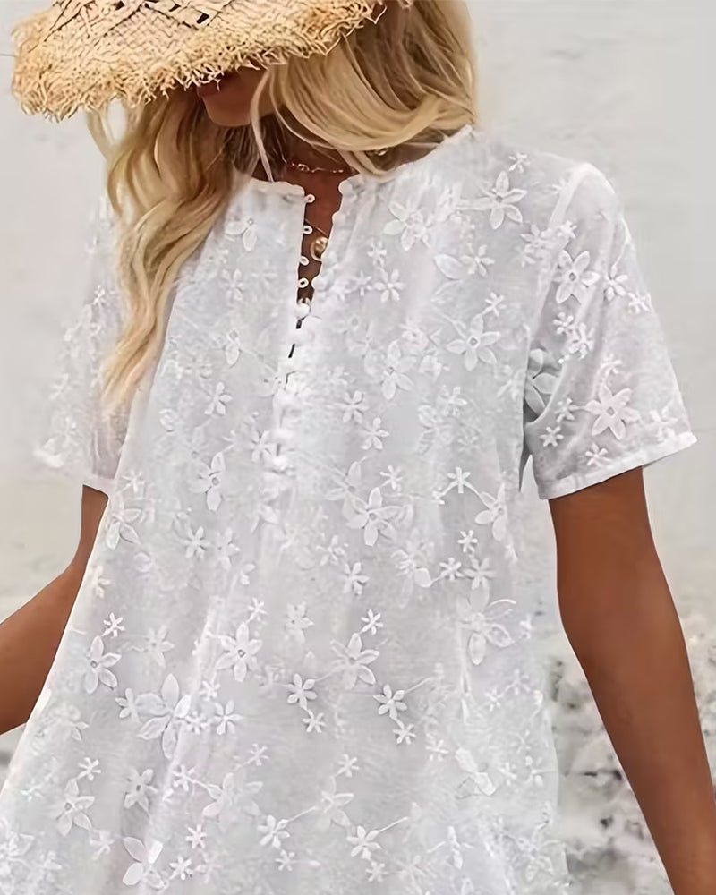 Jacquardklänning Kortärmad Mellångd