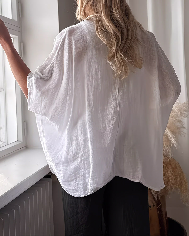 Blus Löss Fladdermus Ärm Solid