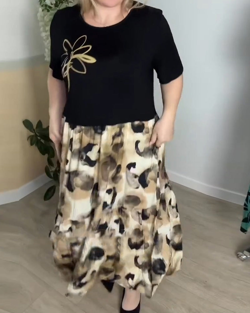 Klänning Bläck Leopardmönster Lapptäcke