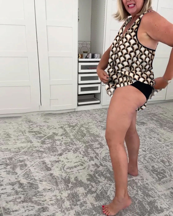 Tvodelat Ärmllöst Geometriskt Badkläder