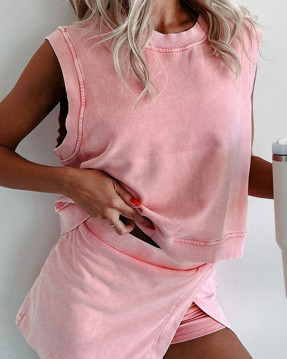 Set Linne Och Falsk Tvådelad Delfinshorts