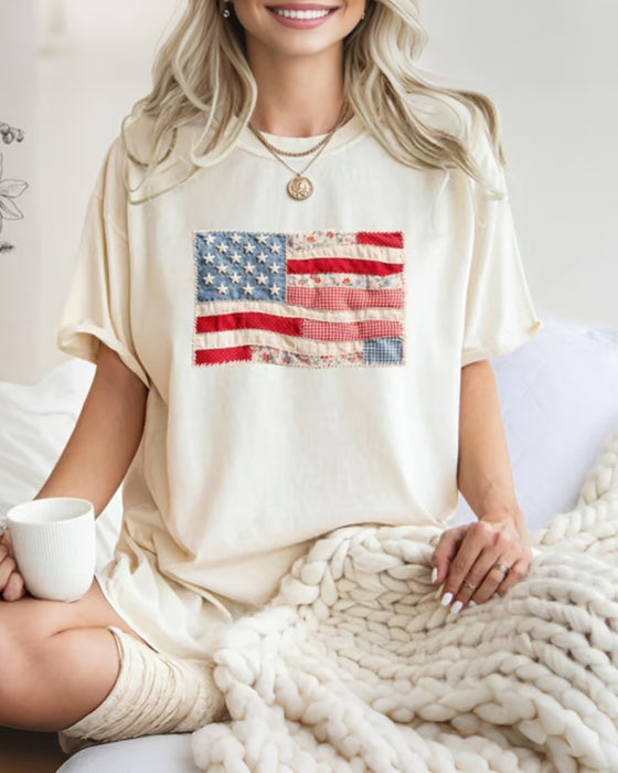 T-Shirt Fjärde Juli Amerikanska Flaggan