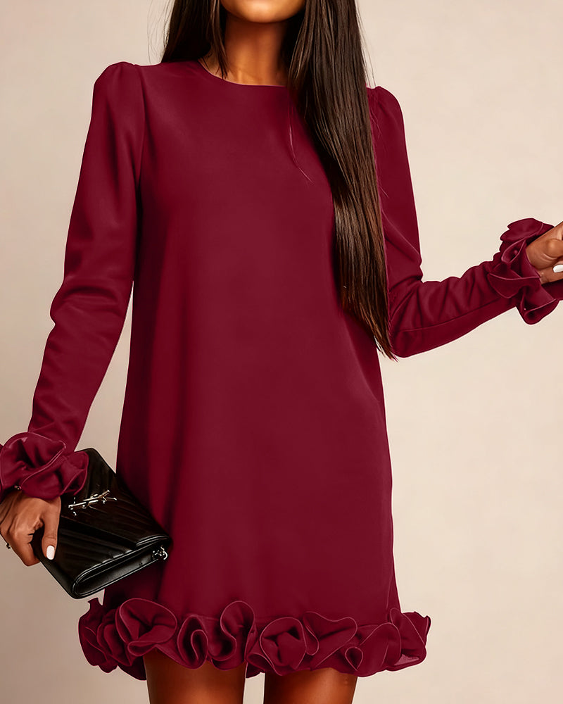 Klänning Puffärm Rak Blomknopp