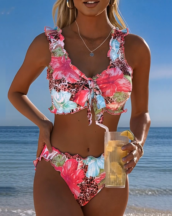 Bikinis Blommig Leopard Lapptäcke