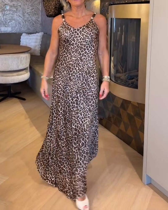 Klädning Kamisol Leopard Tryck Casual