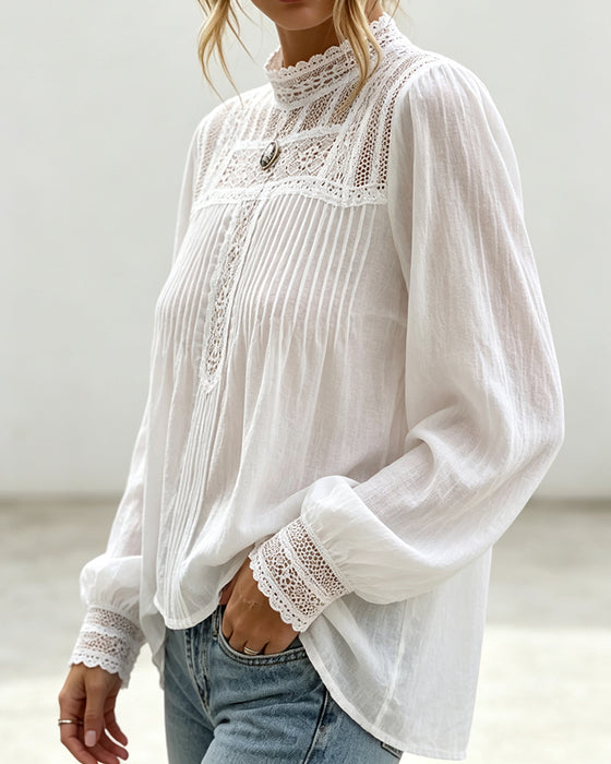 Blus Lantern Ärm Solid Casual
