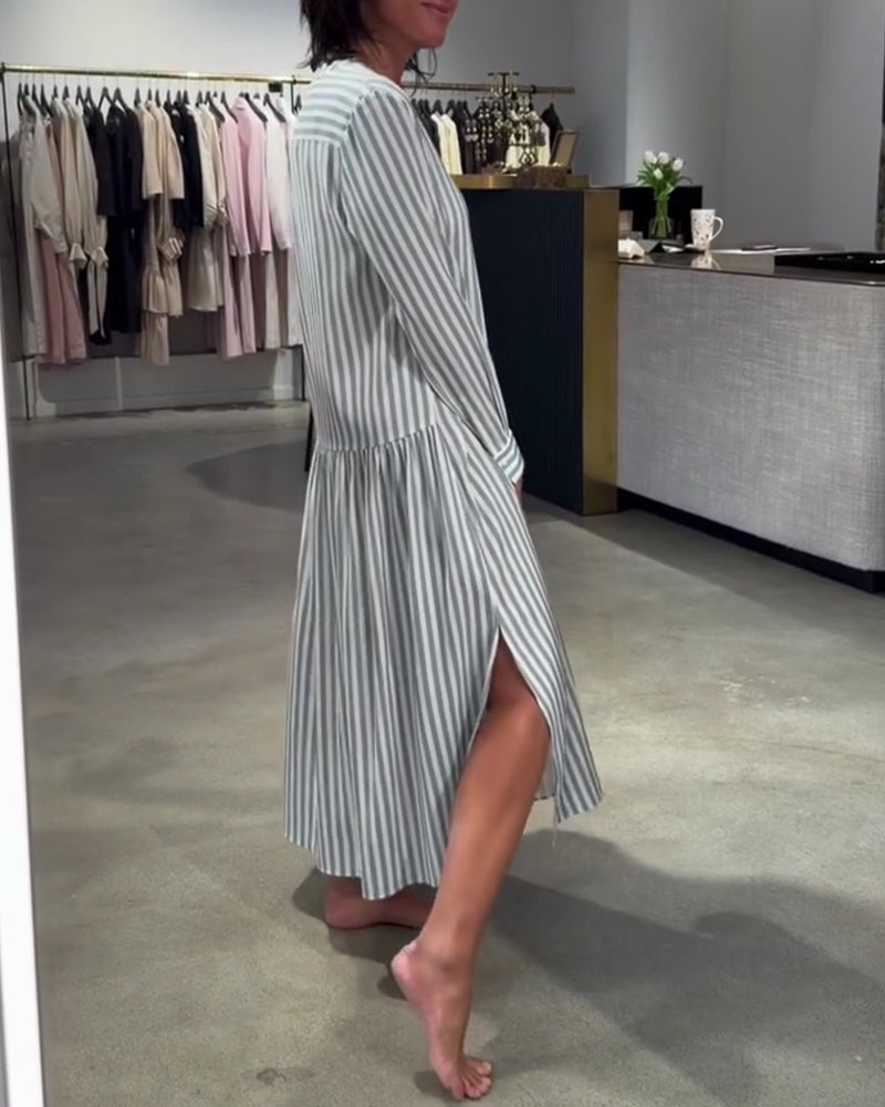 Klänning Randig Sidoslits Maxi