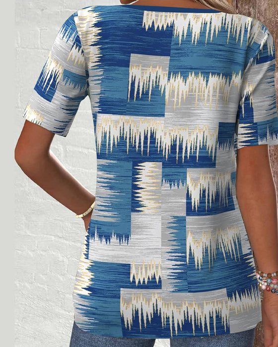 Blus Casual Kortärmad Digitaltryckt