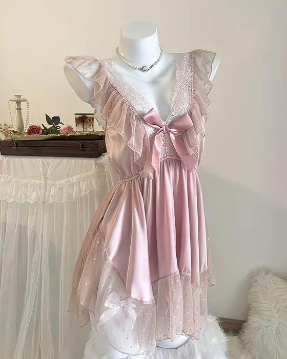 Sexig Rygglös Nattklädsel Med Djup V-Ringning I Spets För Kvinnor