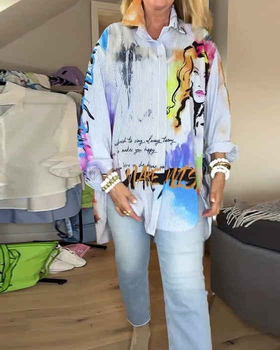 Färgglad tryckt tankklänning med ståkrage