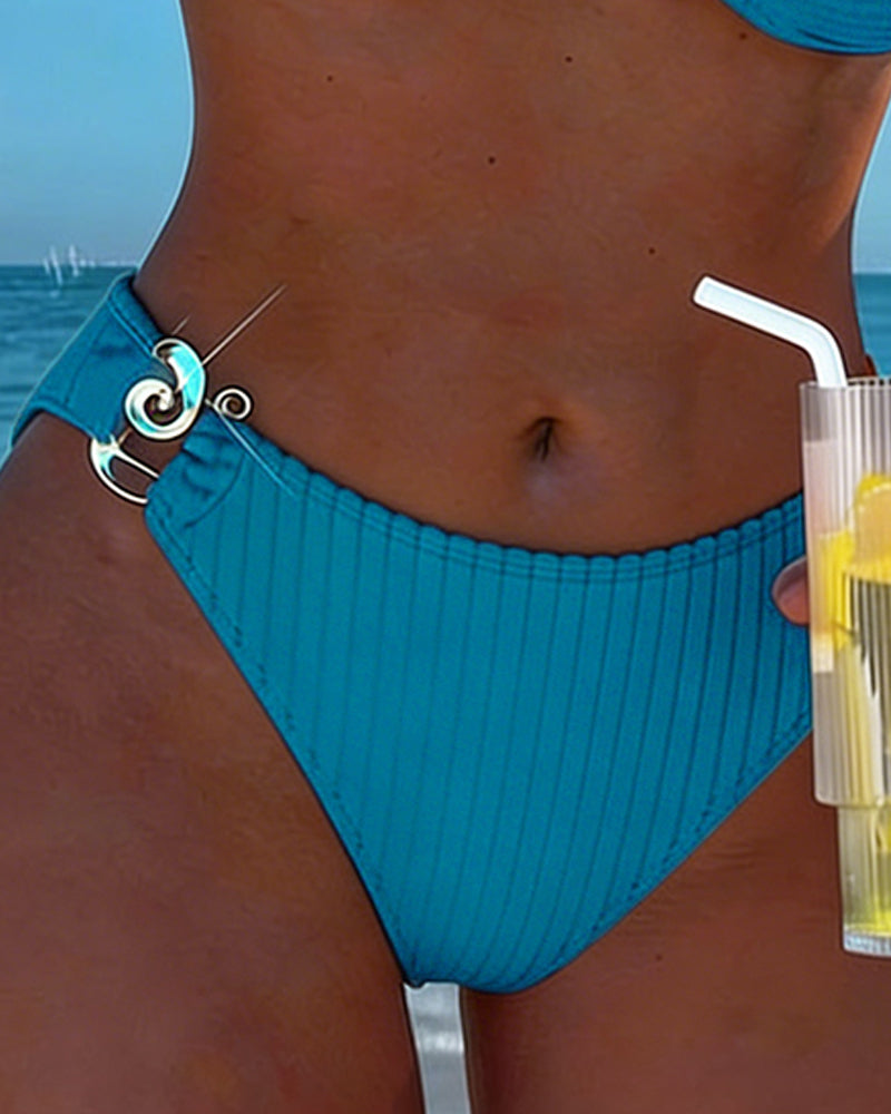 Bikini Vertikalt Mönster Metall Spänne Splitt