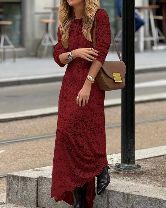 Elegant Enfärgad Klänning I Golvlängd