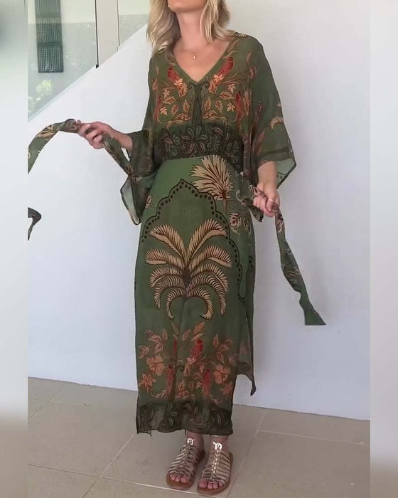 Klänning Tryckt V-Ringad Resort