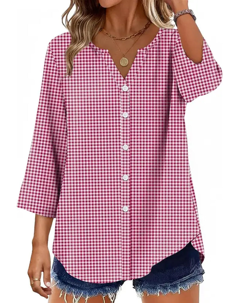 Blus Prickigt Print Loose Fit