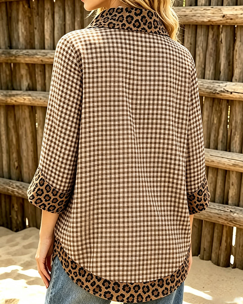 Blus Slag Leopard Patchwork Ruta