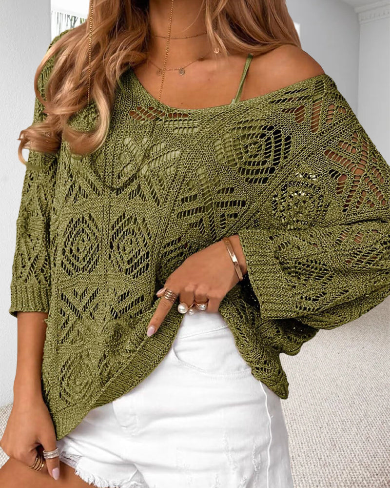 Pullover Utskuren 3/4-Ärm