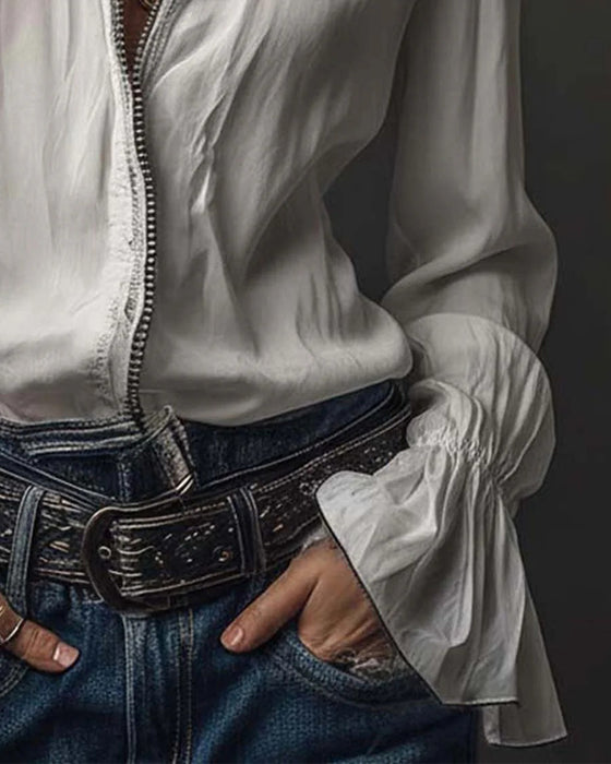 Blus Ståkrage Klocksärm