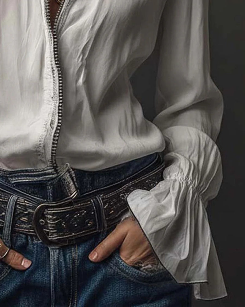 Blus Ståkrage Klocksärm