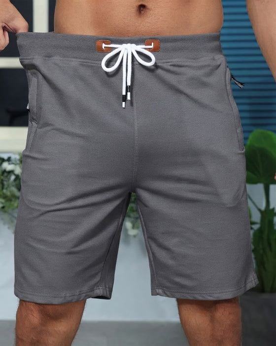 Shorts Elastisk Midja Dragsko Solid Färg Herr