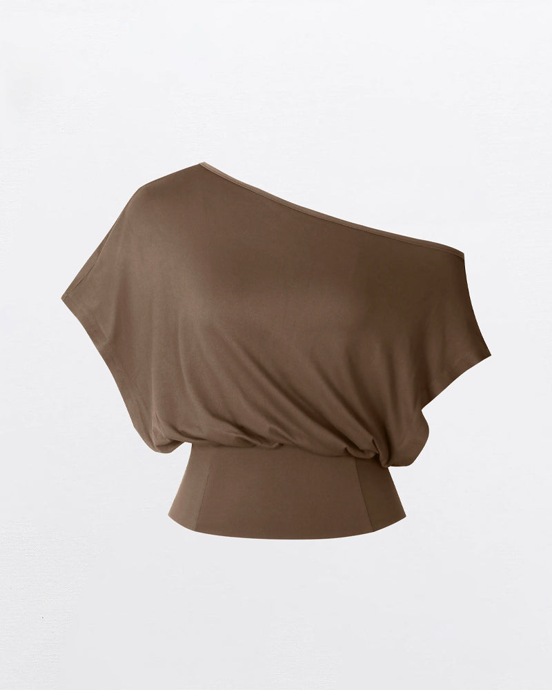 T-Shirt Asymmetrisk Fåll Åtsittande Fladdermus
