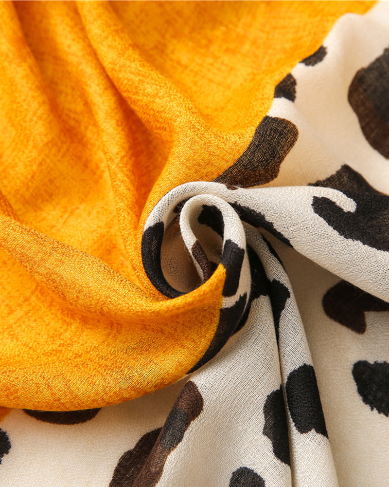 Dam Halsduk Leopard Lapptäcke Print Fransar Schal