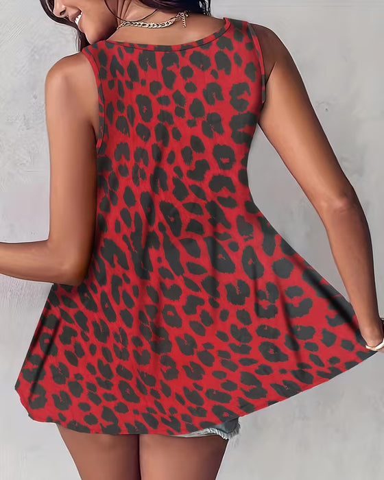 Camitop V-Hals Leopardtryck