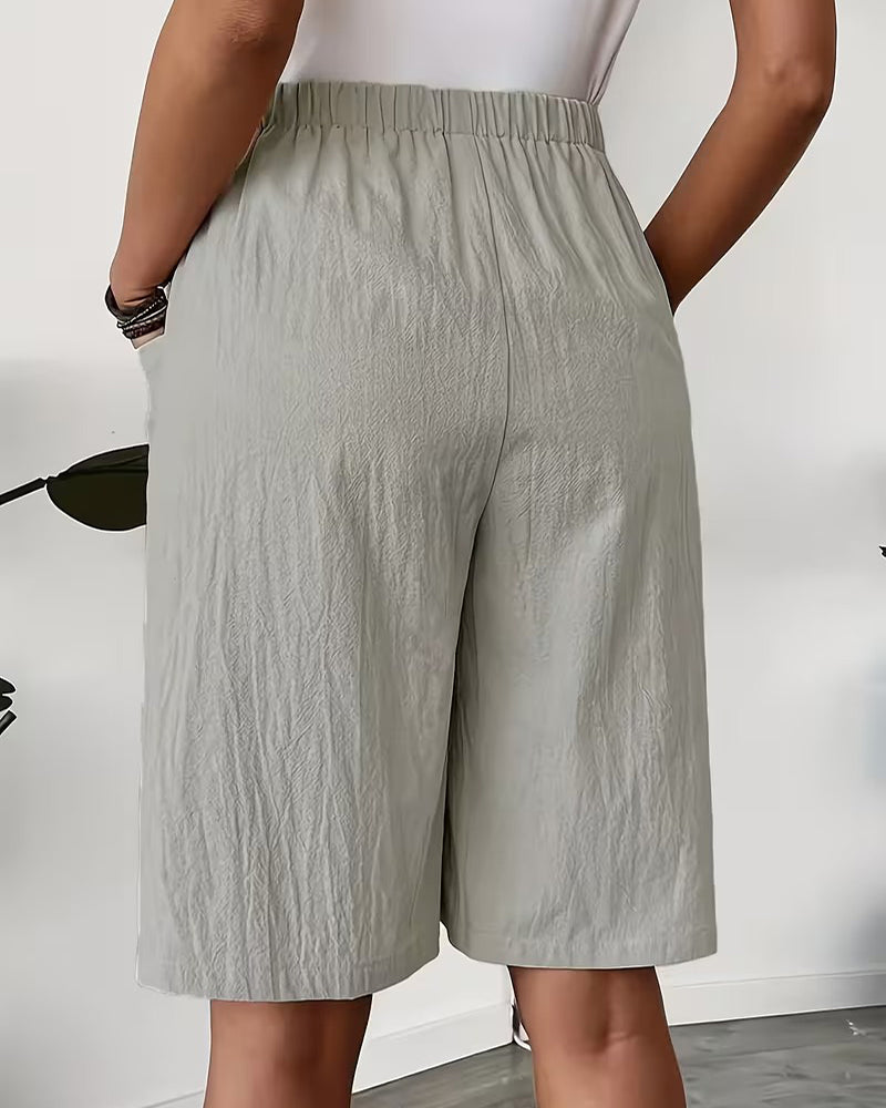 Shorts Casual Enfärgad Fickdesign