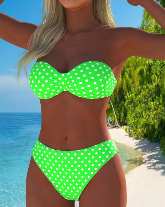 Bikini Bandeau Polkaprickig Tryck