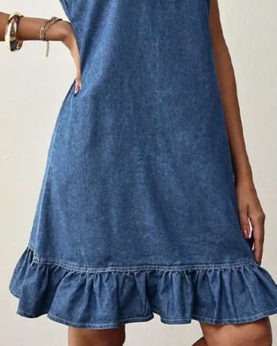 Klänningar Ärmlös Denim Sjöjungfru Väst Kort