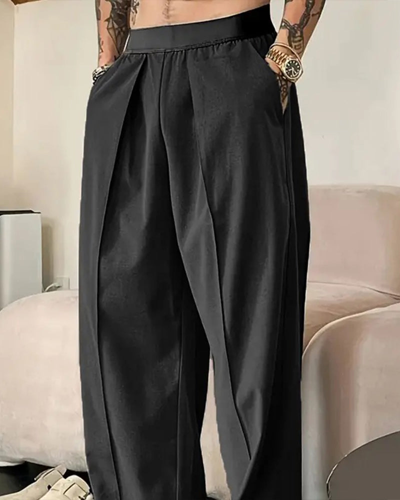 Byxor Färgblock Elastisk Midja Casual