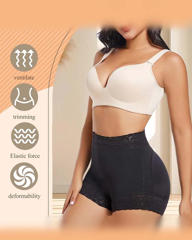 Kvinnors Shorts Spets Hög Midja Shapewear