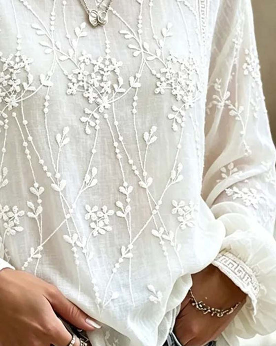 Blus Tredimensionell Blomma Lykta Ärm