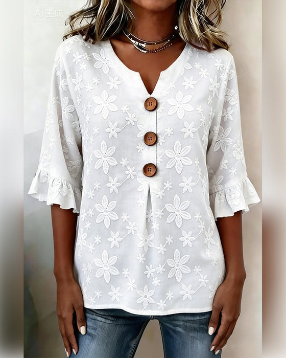 Blouse Volangklockärm Margyrdjakquard