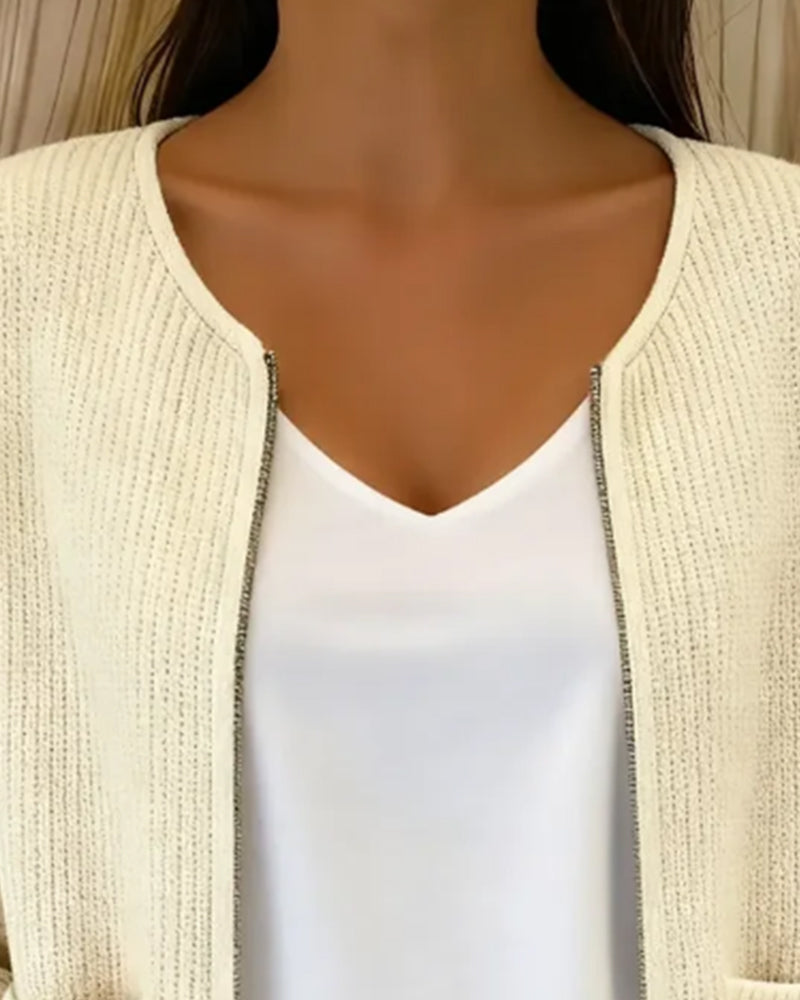 Kofta Enfärgad Dragkedja Kort