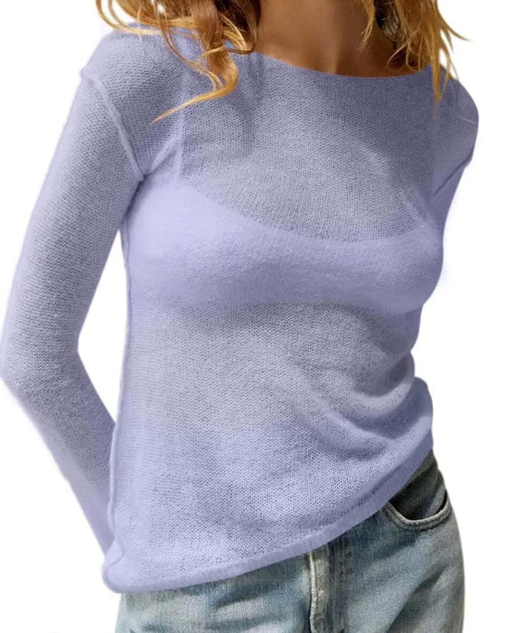 Enfärgad Pullover Långärmad