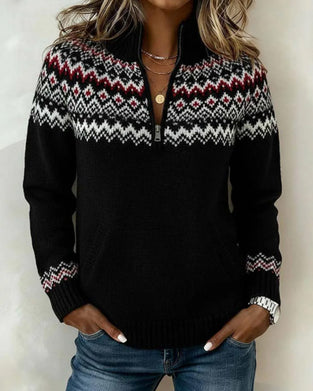 Tröja Vintage Halvblås Krage