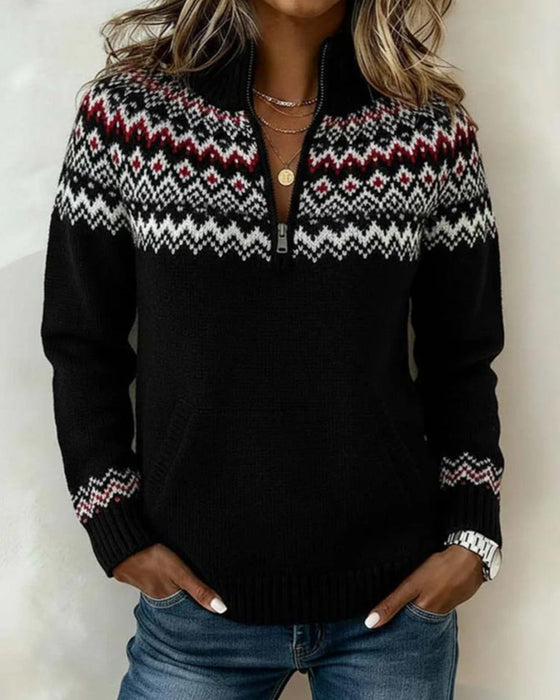 Tröja Vintage Halvblås Krage