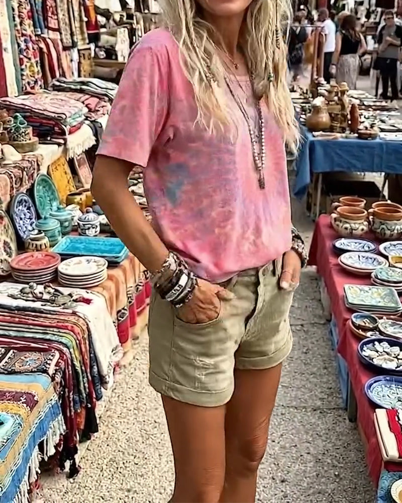 T-Shirt Gradient Knytband Färg