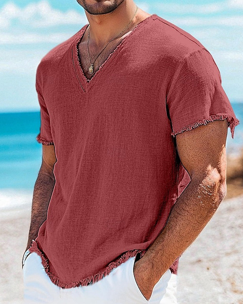 T-Shirt Herr Solid Kort Ärm
