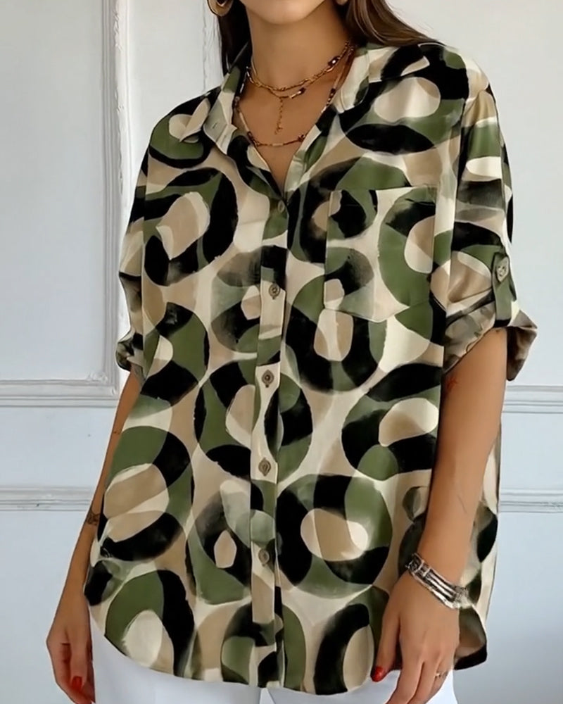 Skjorta Cirkeltryck Avslappnad Passform