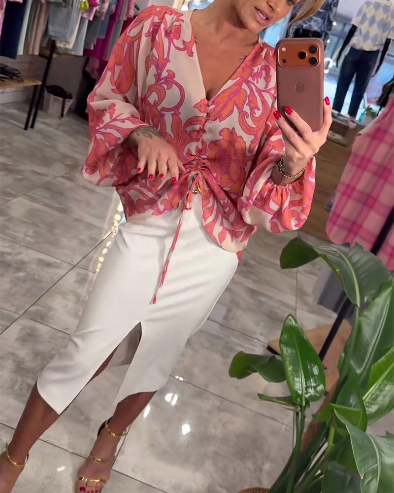 Blus V-Ringad Knyt Elegant