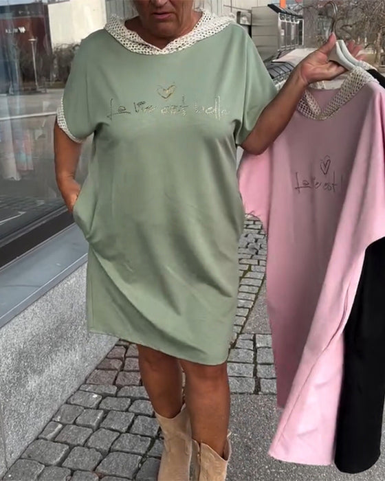 Klänning Avslappnad Lös Med Huva