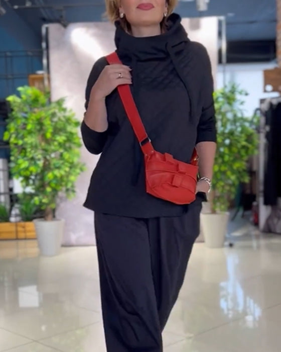 Rutiga huvtröjor med hög hals och långa ärmar